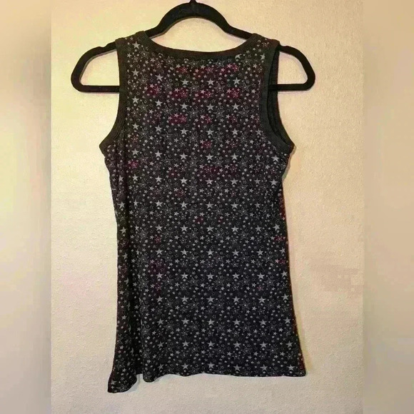 Vintage 90s DEB tank size Large black base pink/green/blue stars - Picture 3 of 5